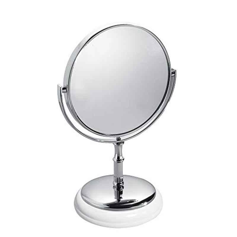 iDesign 10 inch 5.25 inch White & Chrome Mirror for Bathroom Countertop, 68121