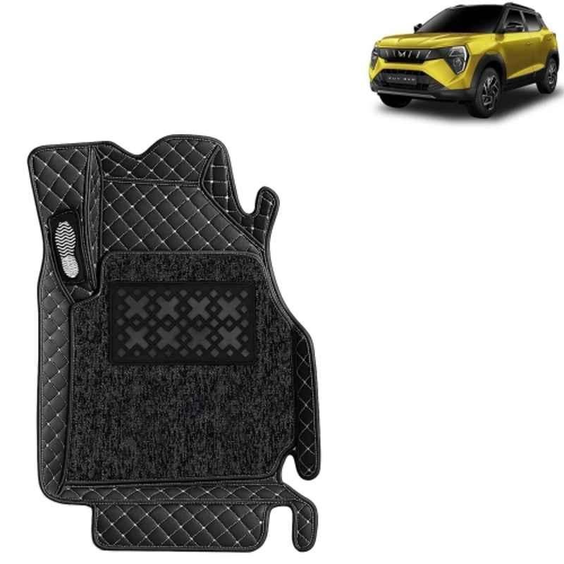 Kingsway 3 Pcs Premium 7D 100% Waterproof & Washable PU Leatherette Classic Black Car Floor Mat Set for Mahindra XUV 3XO Automatic 2024 Onwards All Model