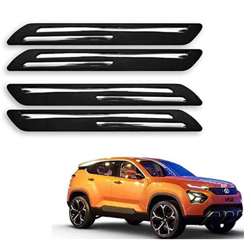 Kozdiko 4 Pcs Rubber Black Double Chrome Strips Car Bumper Protector Guard Set for Tata Harrier