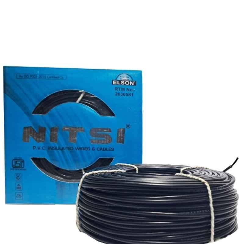 NITSI 1 Sqmm Single Core Black FR PVC Insulated CCR Copper Wire for Domestic & Industrial Purpose, Length: 91 m