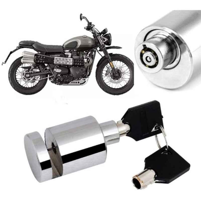 Auto Pearl Stainless Steel Silver Heavy Duty Anti Theft Motorcycle Disc Brake Lock, Lock-445