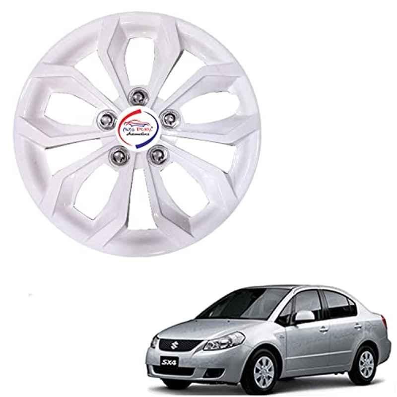 Auto Pearl 4 Pcs 15 inch ABS Pearl White Hubcap Wheel Cover Set with Retention Ring for Maruti Suzuki SX4