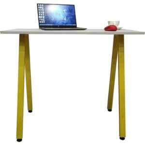 Savya Home Engineered Wood Grey & Yellow Office Table