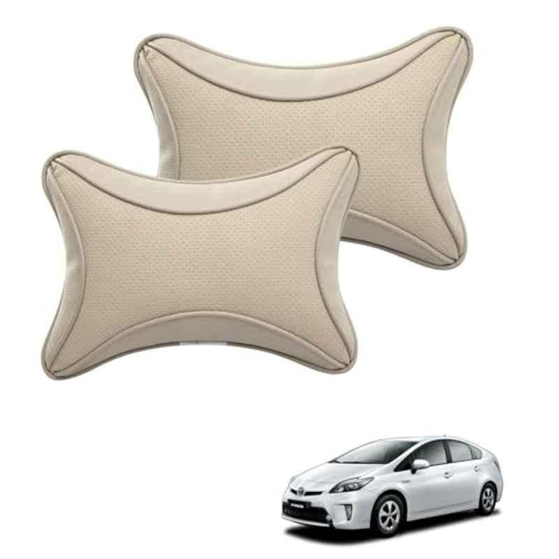 Kozdiko 2 Pcs Memory Foam & Polyester Beige Dots Car Neck Rest Pillow Set for Toyota Prius, XNVJVHGJFH193