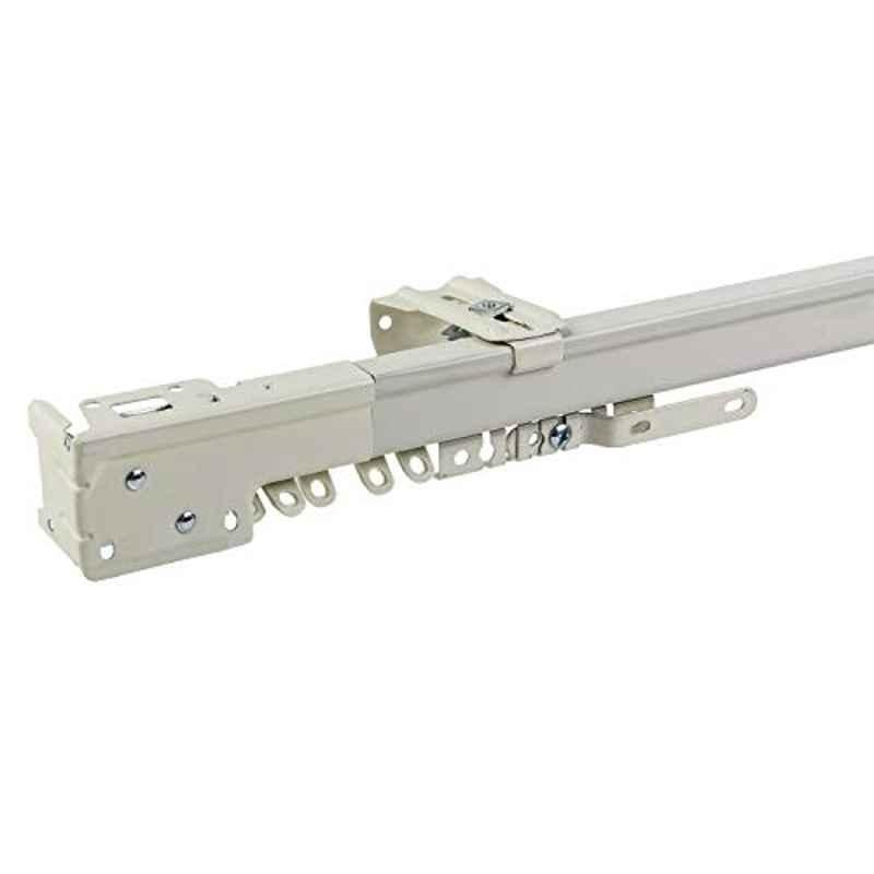 250-498cm Steel Ultra White Adjustable Single Traverse Curtain Rail