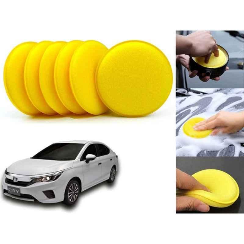 Auto Pearl Polyurethane Beige Washing & Waxing Polish Foam Sponge for City 2020 (Pack of 6)