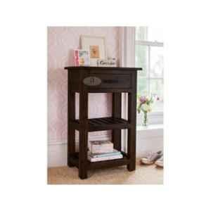 Angel Furniture Solid Sheesham Wood Glossy Finish Dark Brown Tallboy Side End Table, AF-177W