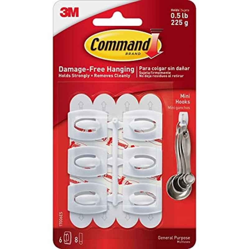 Command Plastic White Mini Adhesive Hook, 17006