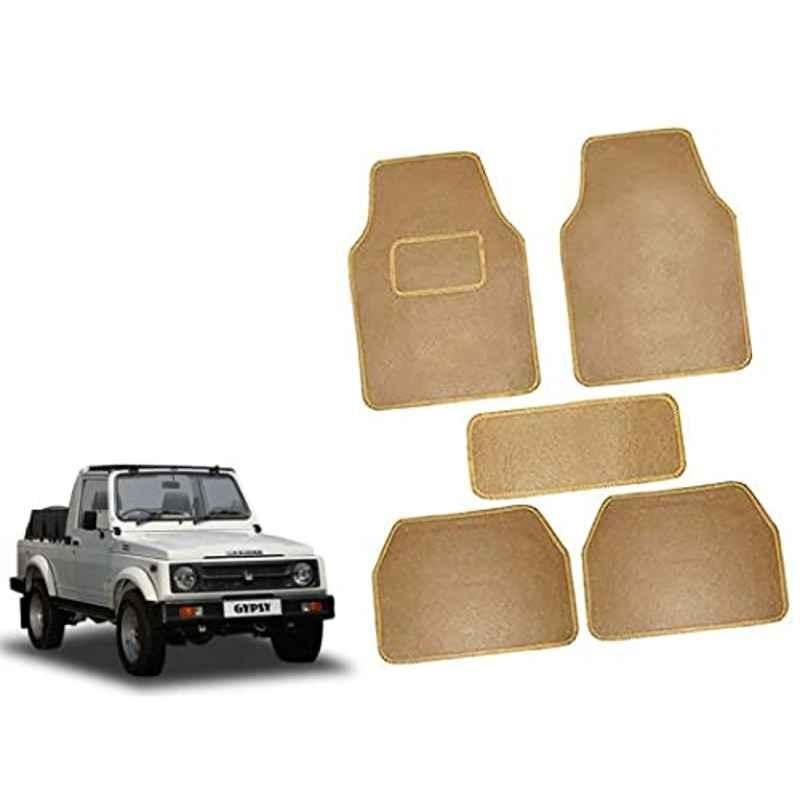 Auto Pearl 5 Pcs Polyester Beige Car Floor Carpet Set for Maruti Suzuki Gypsy Mg410