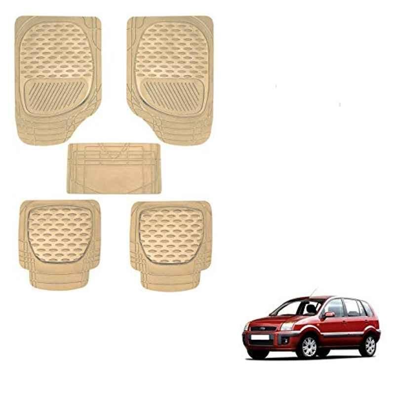 Kozdiko 6255 5 Pcs Rubber & PVC Beige Car Foot Mat Set for Ford Ikon