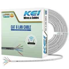 KEI CAT 6 23AWG Copper Unshielded Twisted Pair White LAN Cable, Length: 100 m