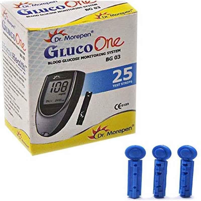 Dr. Morepen 25Pcs BG 03 Gluco One Strips with 25 Lancets Free