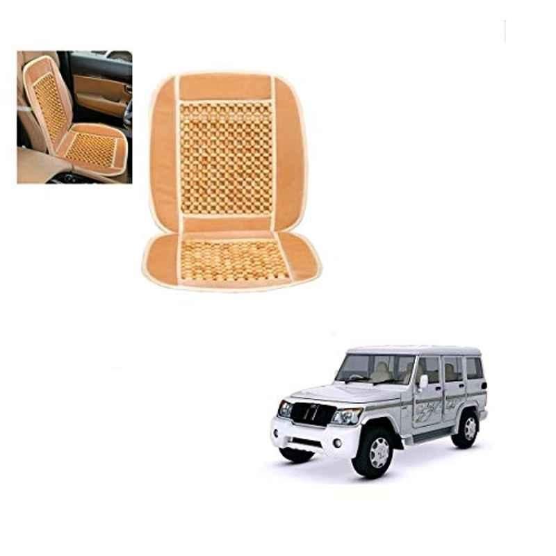 Kozdiko Wooden Bead Seat with Beige Velvet Border for Mahindra Bolero XL