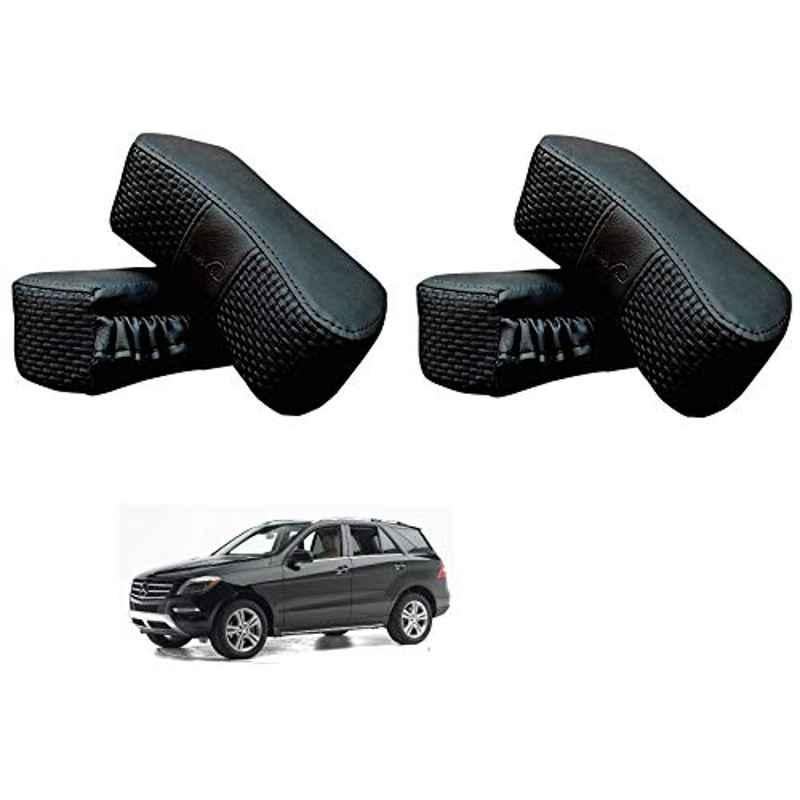 Kozdiko 4 Pcs CV Designer Black Leatherite Neck Rest Car Cushion Pillow Set for Mercedes Benz M-Class