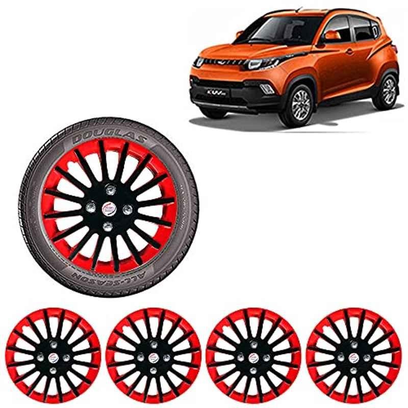 Auto Pearl 4 Pcs 14 inch ABS Red & Black Car Wheel Cover Set for Mahindra KUV100