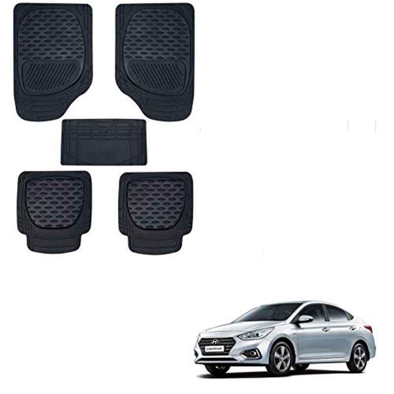 Kozdiko 6255 5 Pcs Rubber & PVC Black Heavy Car Foot Mat Set for Hyundai Verna Nextgen 2017