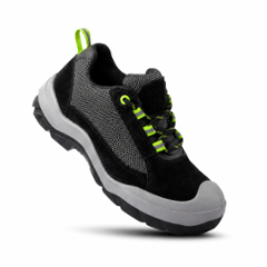 Euro Security Rhino Suede Leather Steel Toe Grey Safety Shoes with Double Density PU Sole, Size: 9