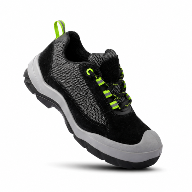 Euro Security Rhino Suede Leather Steel Toe Grey Safety Shoes with Double Density PU Sole, Size: 9