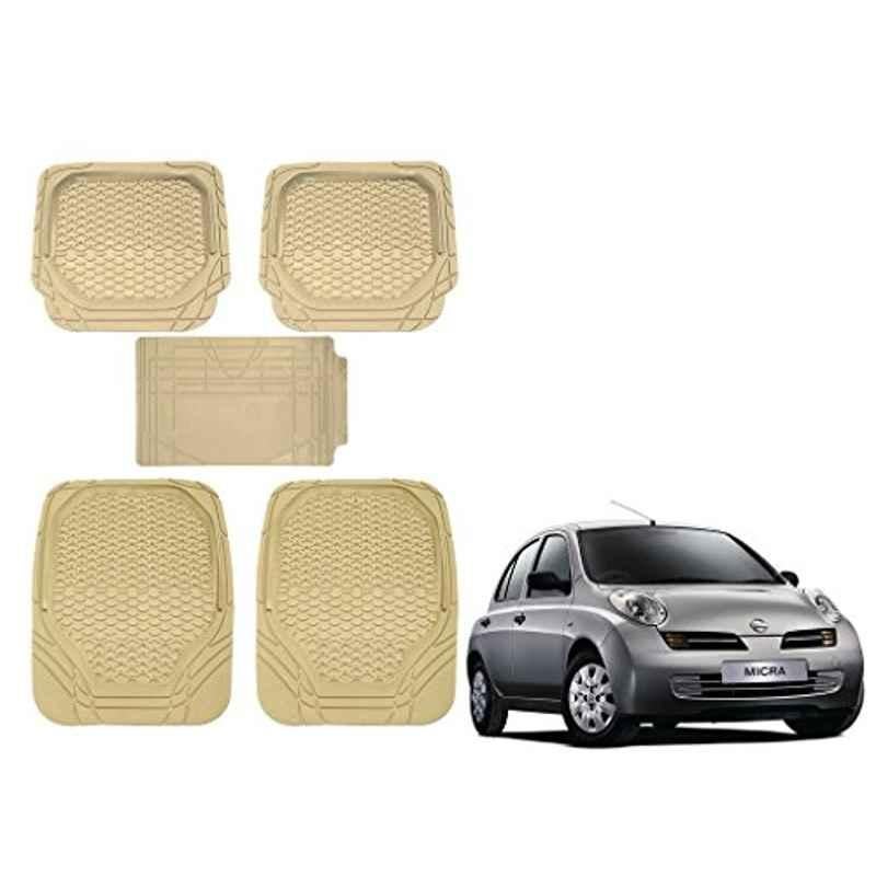 Kozdiko 5 Pcs 8855TW Beige Car Foot Mat Set for Nissan Micra, koz_20283