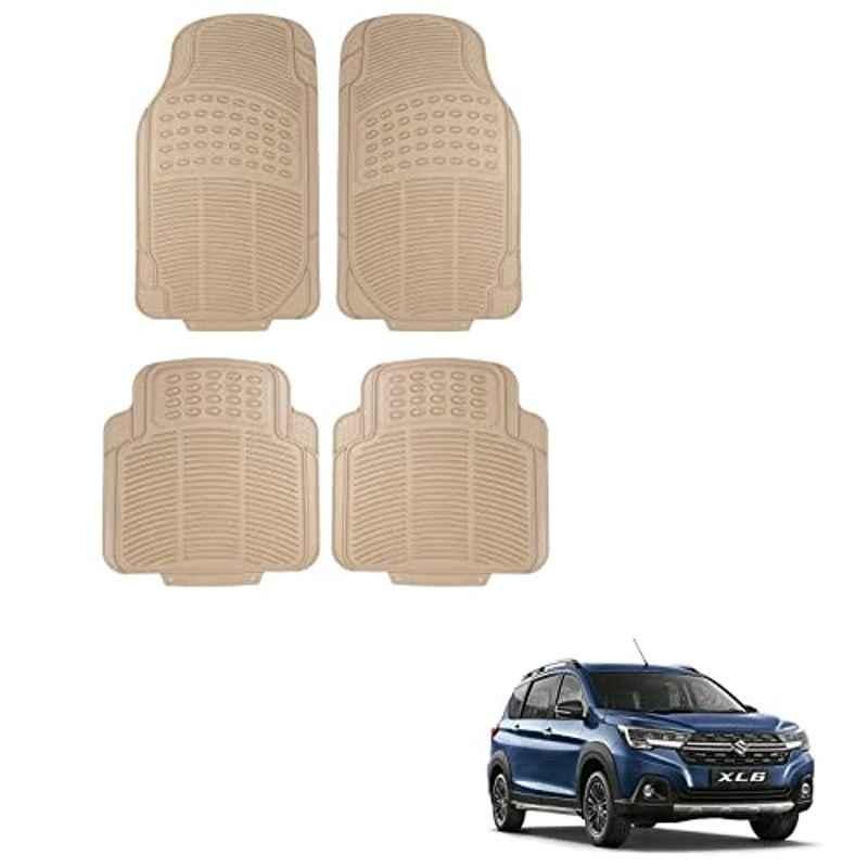 Kozdiko 4 Pcs Rubber Beige Car Simple Floor Mat Set for Maruti Suzuki XL6