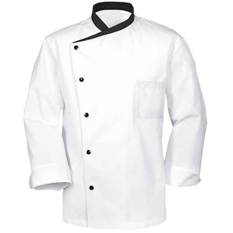 Superb Uniforms Polyester & Cotton White Long Sleeves Restaurant Chef Coat for Men, SUW/W/CC09, Size: XL