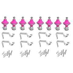 Ojass 10x5.5cm Plastic & Stainless Steel Pink Curtain Bracket with Support Clamp, GB08PINK (Pack of 8)