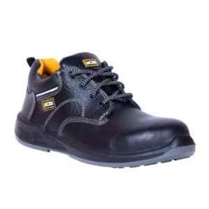 JCB OUNCE Leather Steel Toe Black Work Safety Shoes, Size: 9