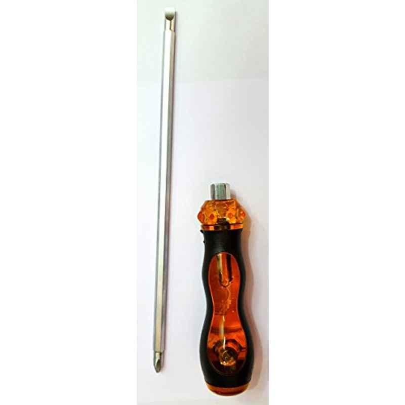 Krost 3 Way Slotted and Phillips Screwdriver With Transparent Handle, 8 Inch, Gold