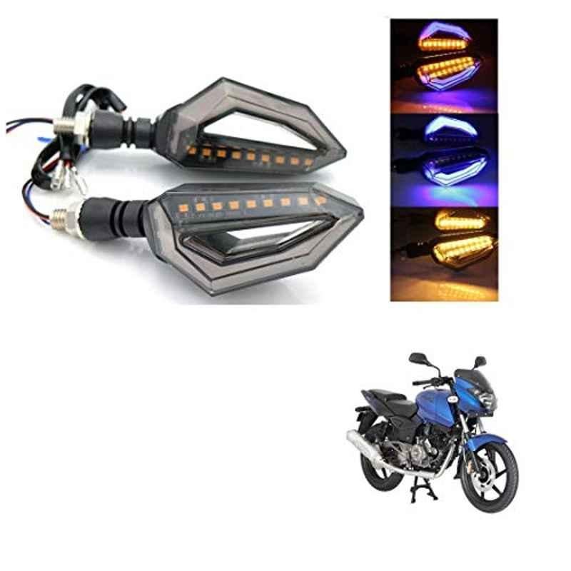 Kozdiko 4 Pcs Bike D Shaped 9 LED Front & Rear Side Turn Signal Indicator Light Set for Bajaj Pulsar 180