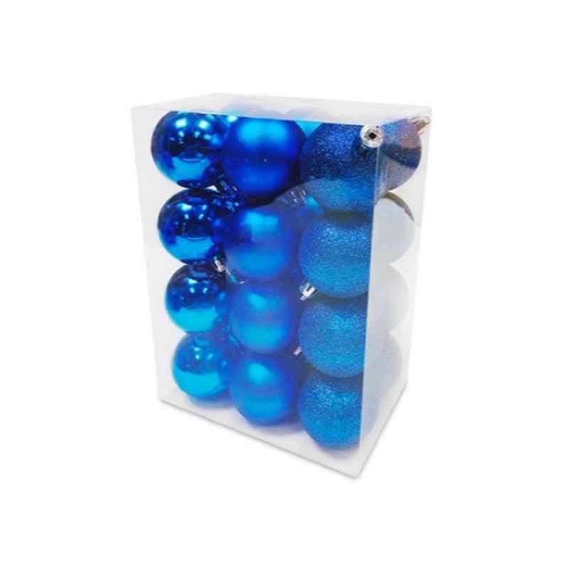 Christmas Magic 24Pcs 5cm Blue Shiny Matt Glitter Christmas Balls Set, 9280786204521