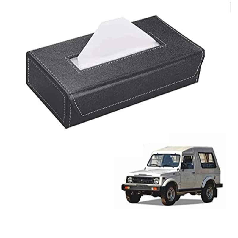 Kozdiko 100 Pulls PU Leather Grey Car Tissue Paper Box with 200 Sheets for Maruti Suzuki Gypsy