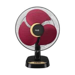 IVAS Aeromaxx 115W 2100rpm Wine Red & Black 3 Blade Copper Winding Table Fan with 3 Speed Settings & 2 Years Warranty, Sweep: 400 mm