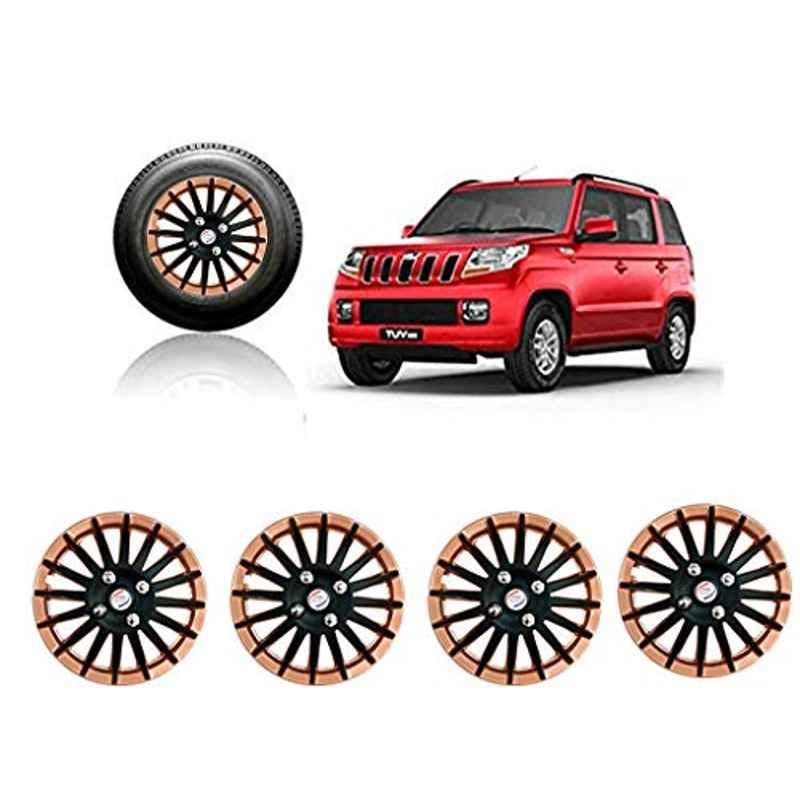 Auto Pearl 4 Pcs 15 inch ABS Copper & Black Car Wheel Cover Set for Nissan Terrano