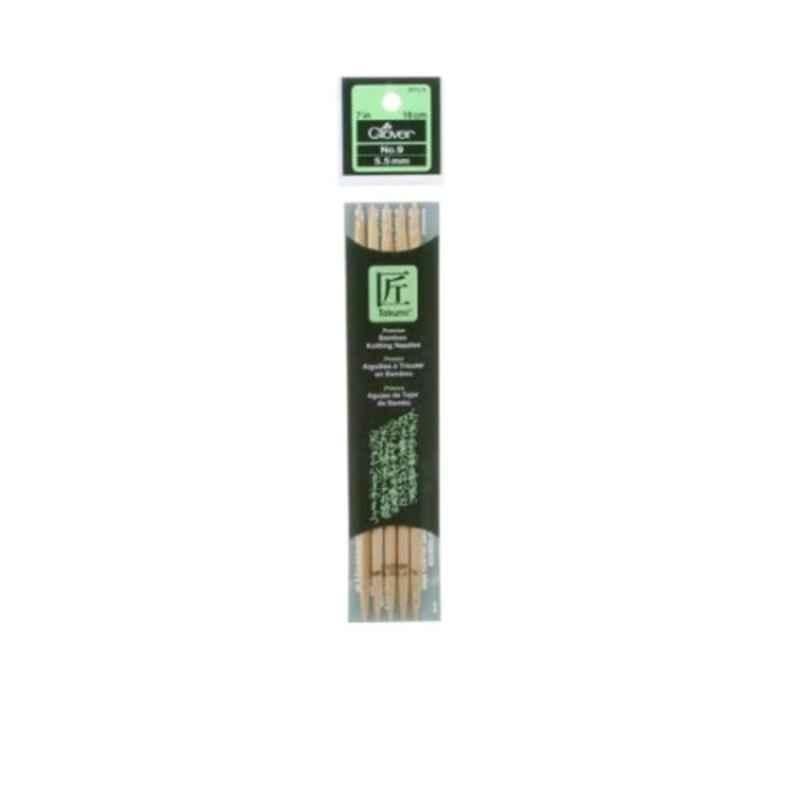 Clover 7 inch Double Point Bamboo Knitting Needle, Size: 9