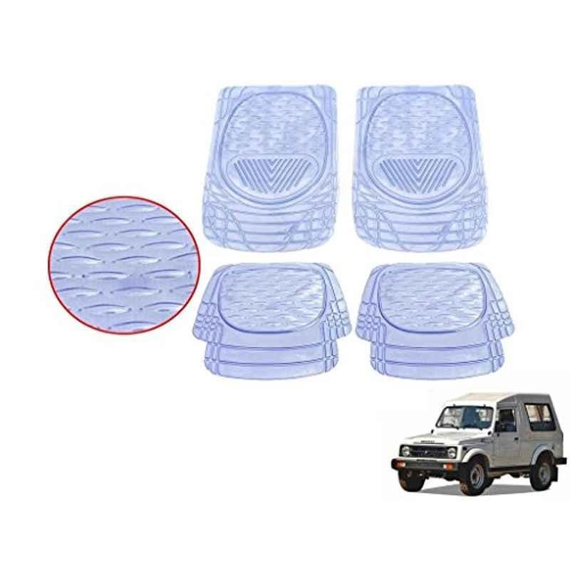 Kozdiko 4 Pcs 6204 PVC & Rubber Clear Car Foot Mat Set for Maruti Gypsy