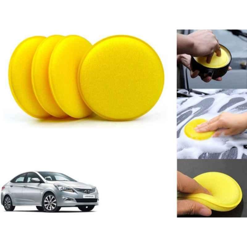 Auto Pearl Polyurethane Beige Washing & Waxing Polish Foam Sponge for Verna 4S (Pack of 4)