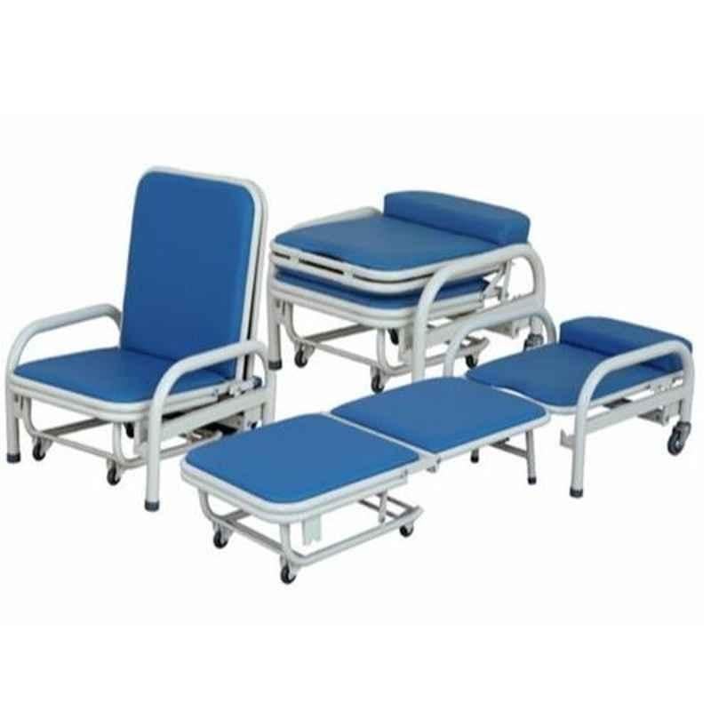 Surgihub 770x680x1125mm Mild Steel White & Blue Attendant Bed Cum Chair, 11040