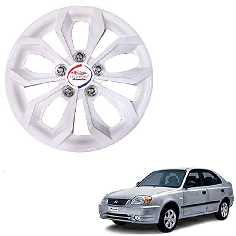 Auto Pearl 4 Pcs 14 inch ABS Pearl White Hubcap Wheel Cover Set with Retention Ring for Honda Accent