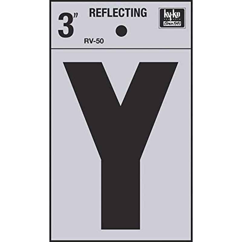HY-KO RV-50/Y 3 inch Vinyl Black Reflective Letter Y, 107134