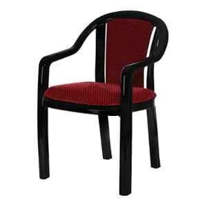 Supreme Ornate Plastic Lacquered Finish Red & Black Chair with Cushion