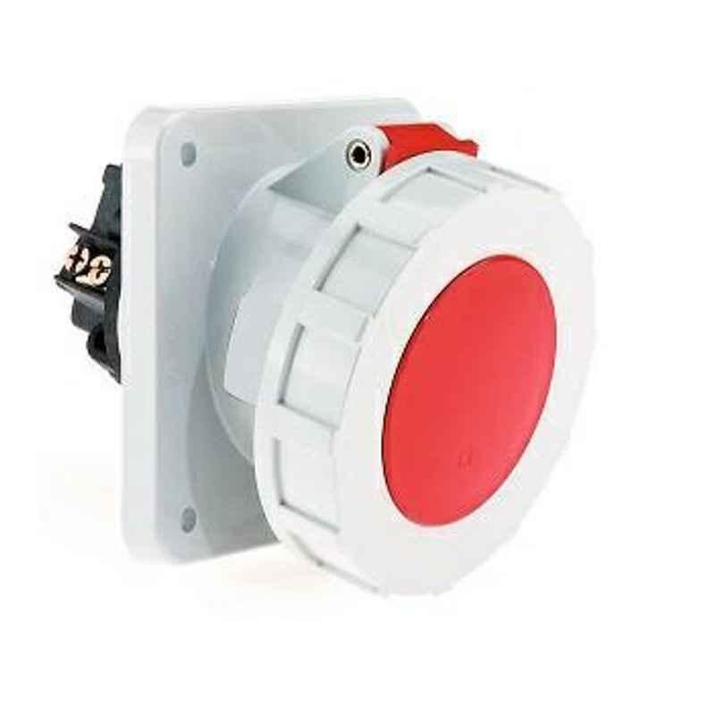 Neptune 32A 4 Pin IP67 Industrial Panel Mounting Angled Socket Outlet, 1282