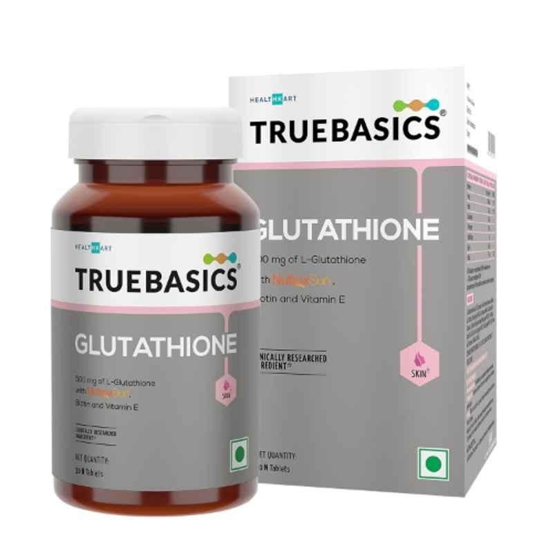 TrueBasics 30 L-Glutathione Tablets with Nutroxsun, Biotin & Vitamin E for Healthy & Youthful Skin with Clinically Researched Ingredients