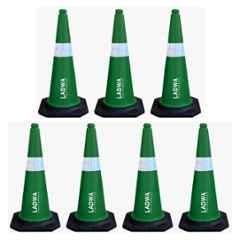 Ladwa 7 Pcs 750mm PVC Impact Resistant Green Road Traffic Safety Cone with 7m Chain & 7 Hooks Set