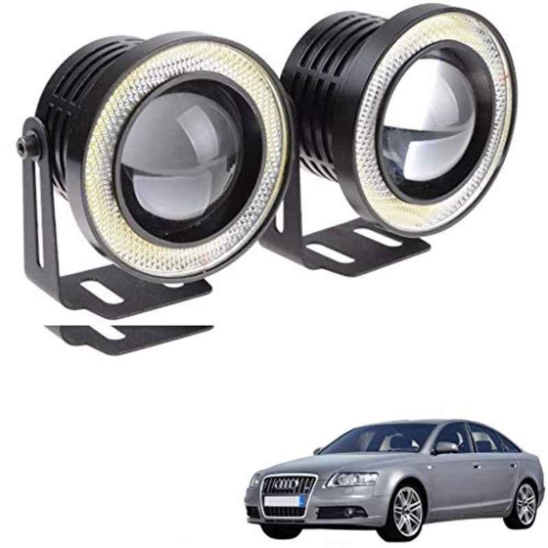 Kozdiko 2 Pcs 15W 3.5 inch High Power White LED Projector COB Fog Light Set with White Angel Eye Ring for Audi A6, koz_72558