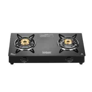 Hindware Miracle 2B Glass Top Cooktop with 2 Brass Burner & Manual Ignition