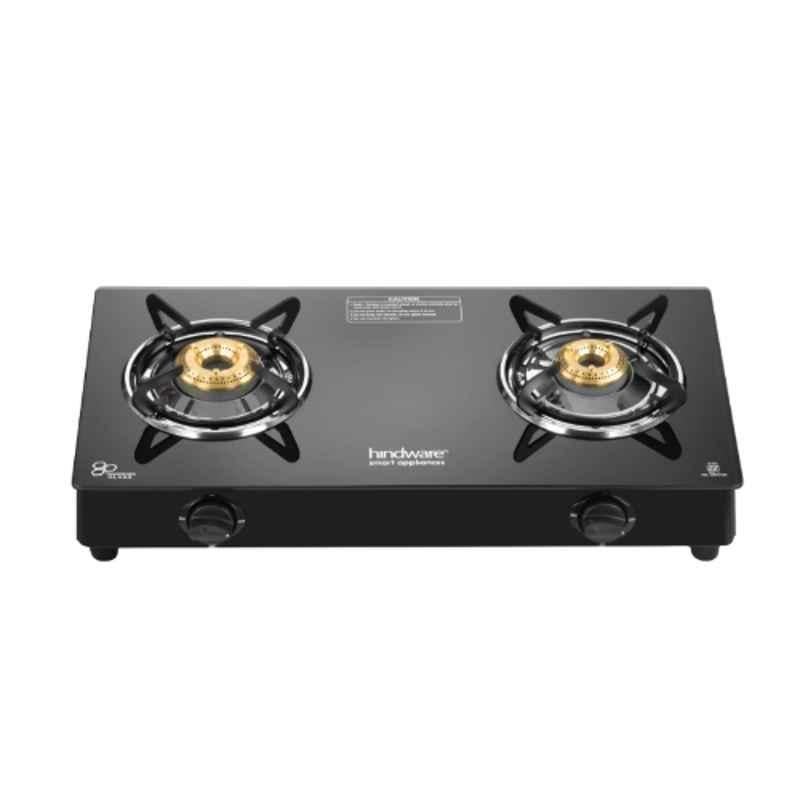 Hindware Miracle 2B Glass Top Cooktop with 2 Brass Burner & Manual Ignition