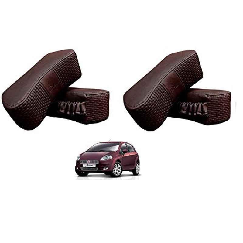 Kozdiko 4 Pcs CV Designer Cola Leatherite Neck Rest Car Cushion Pillow Set for Fiat Punto