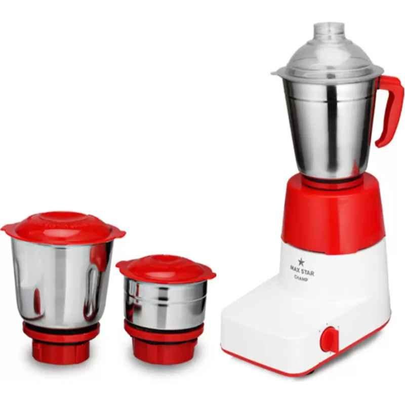 MAX STAR Champ MG11 550W Red & White Mixer Grinder with 3 Jars
