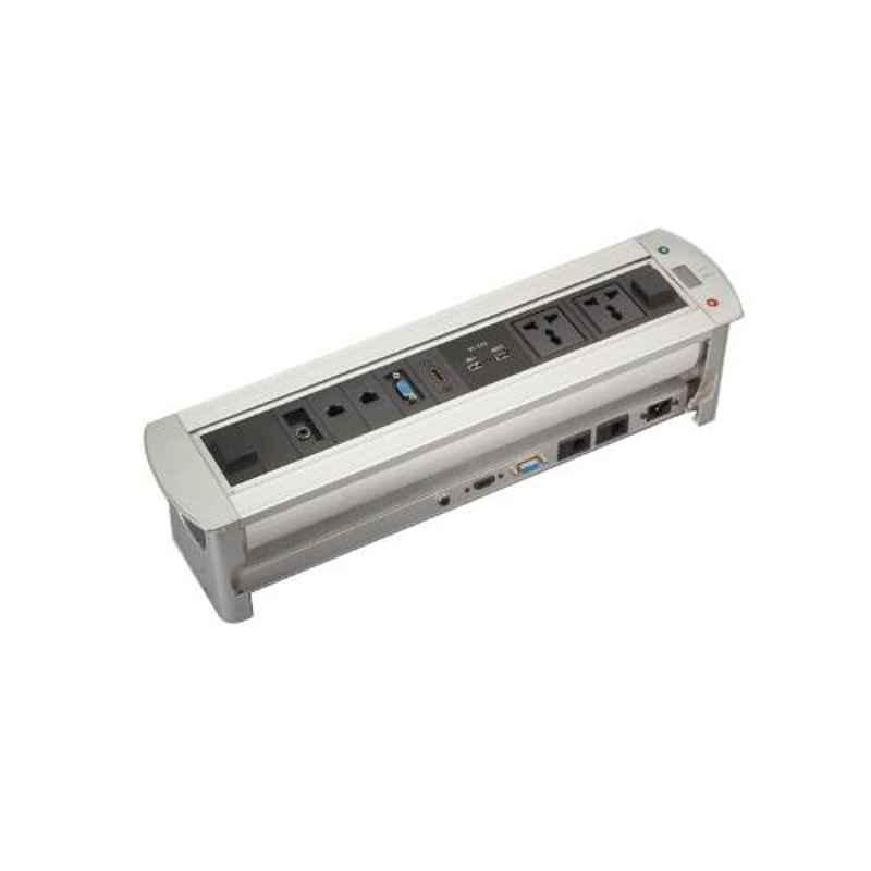 Logic Aluminium Black & Grey Table Mounted Motorized Desktop Interface for Female to Female Cable, LG-602M