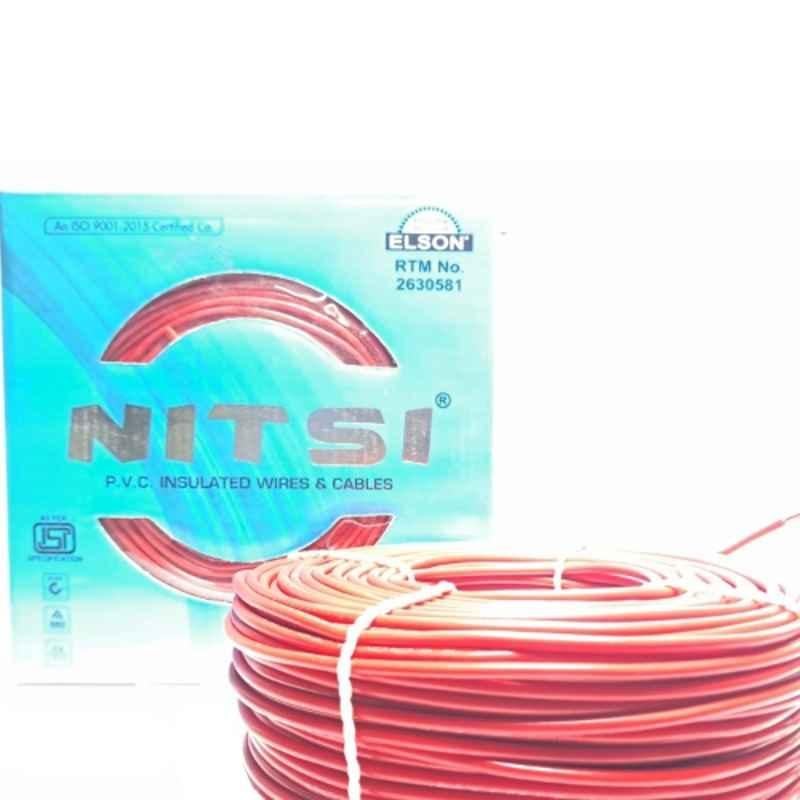 NITSI 0.75 Sqmm Single Core Red FR PVC Insulated CCR Copper Wire for Domestic & Industrial Purpose, Length: 91 m